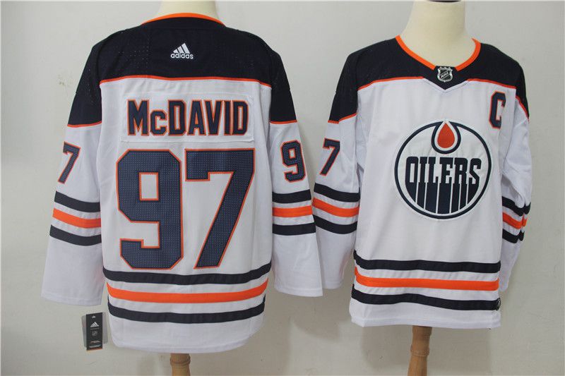 Men 2017 NHL Edmonton Oilers 97 McDavid white Adidas jersey